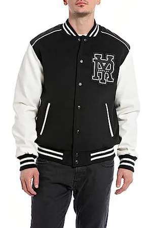 Replay Herren Jacke College-Jacke mit Logo, (Schwarz), XXL