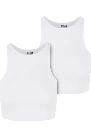 Urban classics Damen Top Ladies Organic Cropped Rib Top 2-Pack, 2er Pack bauchfreies Frauen Top, Bio-Baumwolle, , XS