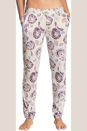 Calida Damen Hose Favourites Elegance, weiß modisch aus Baumwolle, Tencel und Modal, mit Seitentaschen, M