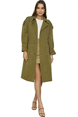 Trendyol Damen Zweireihiger Trenchcoat Oversize doppelreihig gewebt, , 40