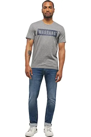 Mustang Herren Alex C Logo Tee 1013223 T-Shirt, Mid Grey Melange , L