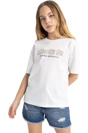 DeFacto Mädchen T-Shirt - Trendige T Shirts für Kinder - Mädchen T-Shirts für Mädchen -Tshirts Mädchen