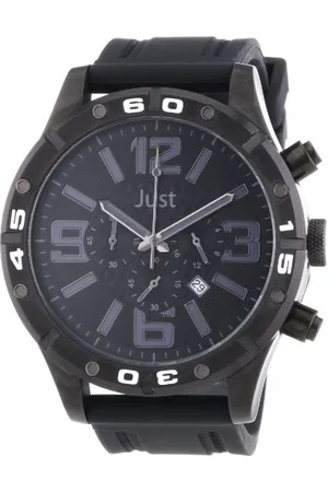 Just Watches Herren-Armbanduhr XL Analog Quarz Kautschuk 48-S3978-BK-BK