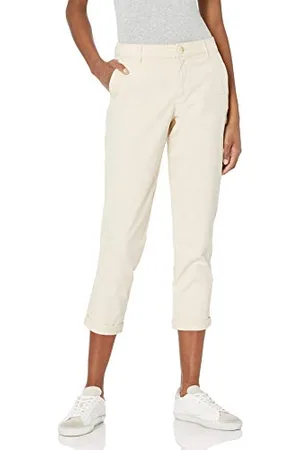 Amazon Damen 3/4-Crop-Khakihose mit mittelhohem Bund und schmal zulaufendem Bein (in Übergrößen erhältlich), , 46