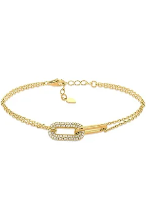 Amazon Vergoldetes Pavé-Gliederarmband aus Sterlingsilber