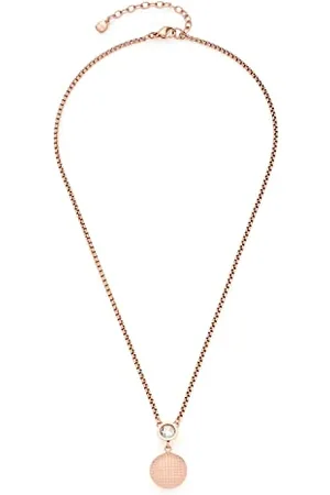 Leonardo Halskette Delicato Venezianer-Kette aus rosegoldfarbenem Edelstahl Anhänger mit grafischer Struktur und rundem Glaskristall 42-47 cm Länge Damen Schmuck Geschenk 018360