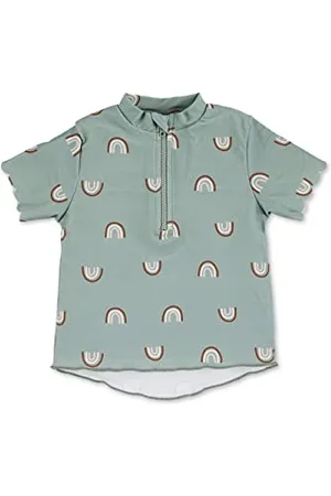 Sterntaler Badeshirt kurzarm Regenbogen Print - UV-Schutz 50+ Schwimmshirt mit Stehkragen - Mädchen UV Shirt mit Frontreißverschluss und Kinnschutz - Baby Badebekleidung, , Größe 80
