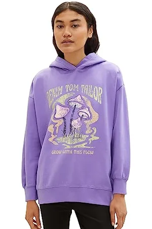TOM TAILOR Damen 1038321 Oversized Hoodie mit Print, 32255-lilac, S