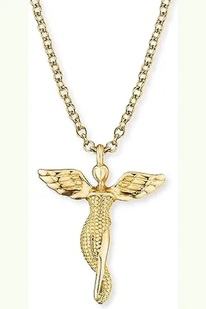 Engelsrufer Damen Halskette Sterling Silber mit Engel Anhänger, Goldbeschichtung, Karabinerverschluss, Verstellbare Länge, Nickelfrei, Allergiker geeignet
