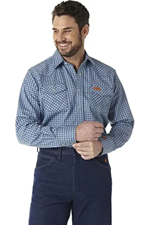 Wrangler Herren Big & Tall Flame Resistant Western Two Pocket Snap Shirt Work Utility Hemd, , Large Hoch