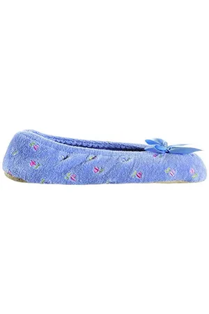 Isotoner Damen Embroidered Terry Ballerina Slippers Hausschuh, Immergrüne, weiche Schleife, 41 EU