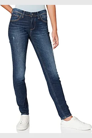 Marc O’ Polo Marc OߴPolo Denim Damen Jeanshose mit Stretch-Anteil Slim Fit, Blau (Multi/Dark Crosshatch Destroye), W25/L34