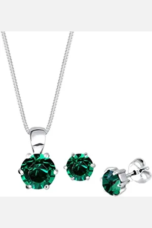 Elli Schmuckset Damen Anhänger Ohrstecker Set Kristall in 925 Sterling Silber