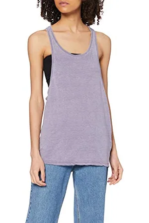 Urban classics Damen Sport T-Shirt Ladies Loose Burnout Tanktop blau X-Small