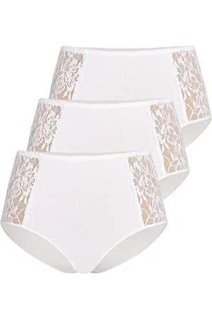 Teyli Slip Damen 3er Pack Baumwolle - Bikinis & Taillenslips für Damen - Slip Baumwolle Frauen- Women Slips mit Spitze Verziert S