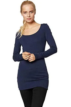 VERO MODA Damen Vmmaxi My Soft Long U-Neck Noos Langarmshirt, Black Iris, XXL EU