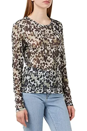 Noisy May Damen Nmjudith L/S Mesh Top Bg Noos Langarmshirt, Kalamata Aop:leo, M EU