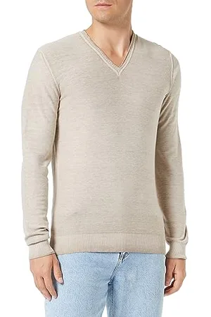Replay Herren Strickpullover mit V-Ausschnitt, (Braun), XL