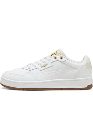 PUMA Unisex Court Classic Lux Sneaker, White-Alpine Snow Gold, 40.5 EU