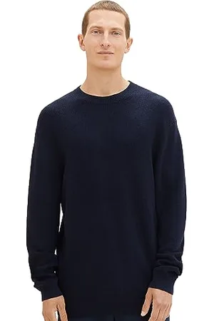 TOM TAILOR Herren 1038238 Cosy Basic Crewneck Strick-Pullover, 13160-Knitted Navy Melange, XXL