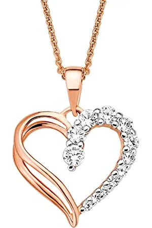 Amor Kette mit Anhänger 925 Sterling Silber Damen Halsschmuck, mit Zirkonia synth., 45 cm, Roséfarben, Herz, Kommt in Schmuck Geschenk Box, 2016675