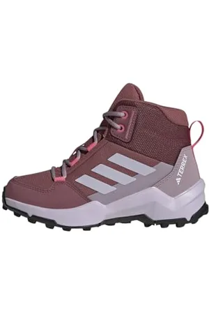 adidas Unisex Terrex AX4R MID Hiking Shoes Wanderschuhe, Burgundy/Silver Dawn/Pink Fusion, 33.5 EU