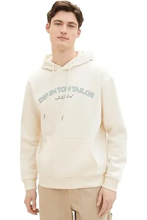 TOM TAILOR Herren Hoodie Sweatshirt mit Logo-Print, vintage beige, M