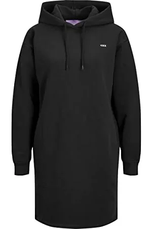 JJXX Damen JXABBIE RLX LS Every Hood Dress SWT SN Sweatkleid, Black/Detail:White Logo, XS