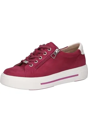 Caprice Damen Sneaker flach aus Leder mit Reißverschluss, Rosa , 40.5 EU