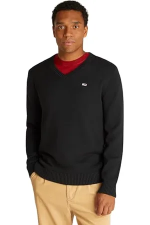 Tommy Hilfiger Herren Pullover Slim Essential V-Neck V-Ausschnitt, (Black), S
