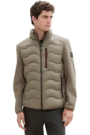 TOM TAILOR Herren 1041308 Hybrid Jacke mit Stehkragen, 32097-Smokey Olive Green, XXL