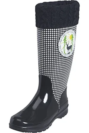 Playshoes Trendiger Damen Landhaus Gummistiefel, Schwarz (schwarz 20), 41 EU