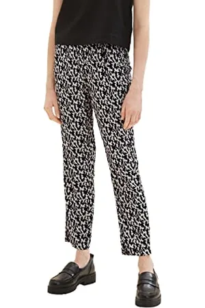 TOM TAILOR Damen 1036865 Loose Fit Stoffhose, 32148-Black Small Abstract Design, 44W / 28L