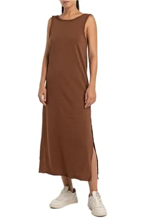 Replay Damen Kleid Kurzarm aus Baumwolle, (Braun), XXS