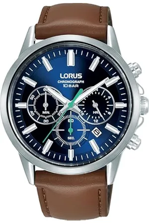 Lorus Herren Uhr Chronograph Quarz Edelstahlgehäuse mit Lederband RT381KX9