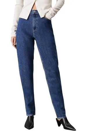 Calvin Klein Damen Jeans Hose Mom Jean Tapered Fit, Blau (Denim Medium), 32W/32L