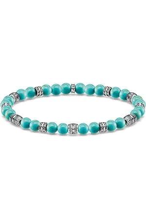 Thomas Sabo Herren Armband Talisman , aus polierten imitierten Perlen, geschwärzten 925er Sterlingsilber Elementen, Länge: 17 cm, A1923-878-17-L17