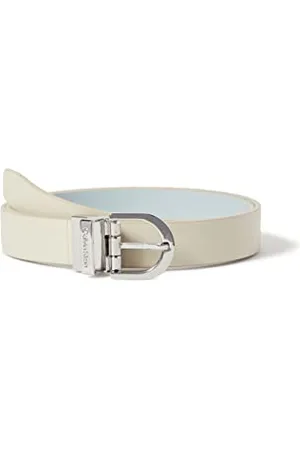 Calvin Klein Damen Gürtel Ck Must Rd Buckle Rev 2.5 cm Belt Kunstledergürtel, Beige (Stony Beige/Pearl Blue), 80 cm