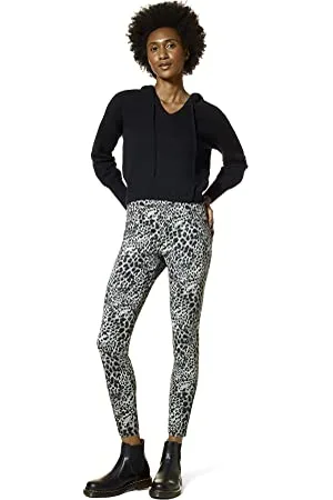 HUE Damen High Rise Denim Leggings, Grau-Baby Leopard, M