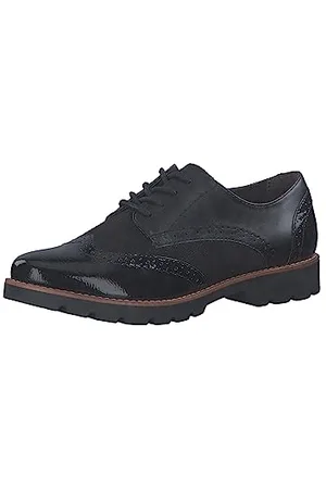 Jana Damen Schnürschuhe Oxford Lack Weite H Mehrweite, Schwarz , 36 EU