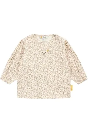 Steiff T-Shirt Langarm EU Größe 74 , Mädchen Langarm-Sweatshirt, Longsleeve für Kinder, Pullover langärmelig, Babyoberteil, ideales Basic Shirt, bequem und weich, waschmaschinenfest