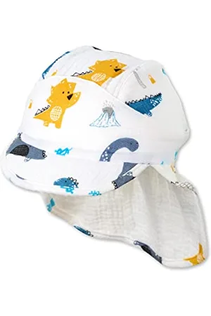 Sterntaler Baby Jungen Schirmmütze Baby Schirmmütze Nackenschutz Dinos - Schirmmütze Baby, Baby Mützen - aus Baumwolle - beige, 49