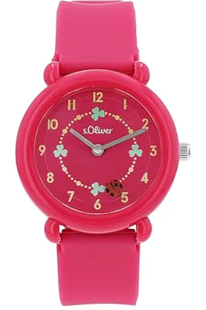 QS by s.Oliver Armbanduhr Mädchen Kinder Quarzuhr Analog, mit Silikon Armband, Rosa, 5 bar Wasserdicht, Kommt in Uhren Geschenk Box, 2036533