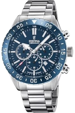 Festina Herren Analog Quarz Uhr mit Edelstahl Armband F20575/2