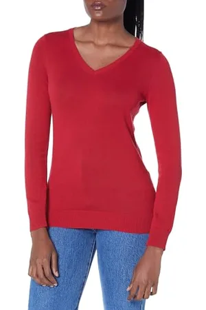Amazon Damen Leichter, Langärmeliger Pullover Mit V-Ausschnitt, Klassischer Schnitt (Erhältlich In Übergröße), , M