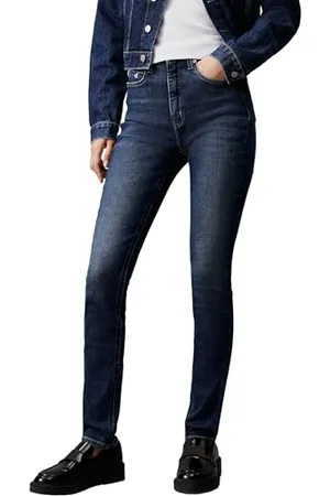 Calvin Klein Jeans Damen Jeans Hose High Rise Skinny Fit, Blau (Denim Dark), 25W/30L