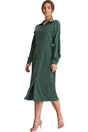 NA-KD Damen Buttoned Midi Dress Lässiges Kleid, , 38 EU