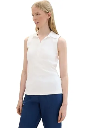 TOM TAILOR Damen Polo Top , Whisper White, L