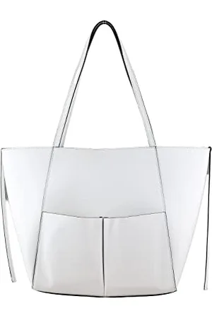 Alessandro Schultertasche Giganto aus weißem Leder, Made in Italy 47cm x 32cm x 14cm