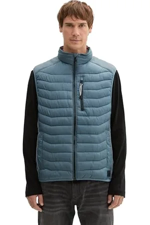 TOM TAILOR Herren 1042631 Hybrid Steppweste mit Stehkragen, 28128-Stormy Teal, XL
